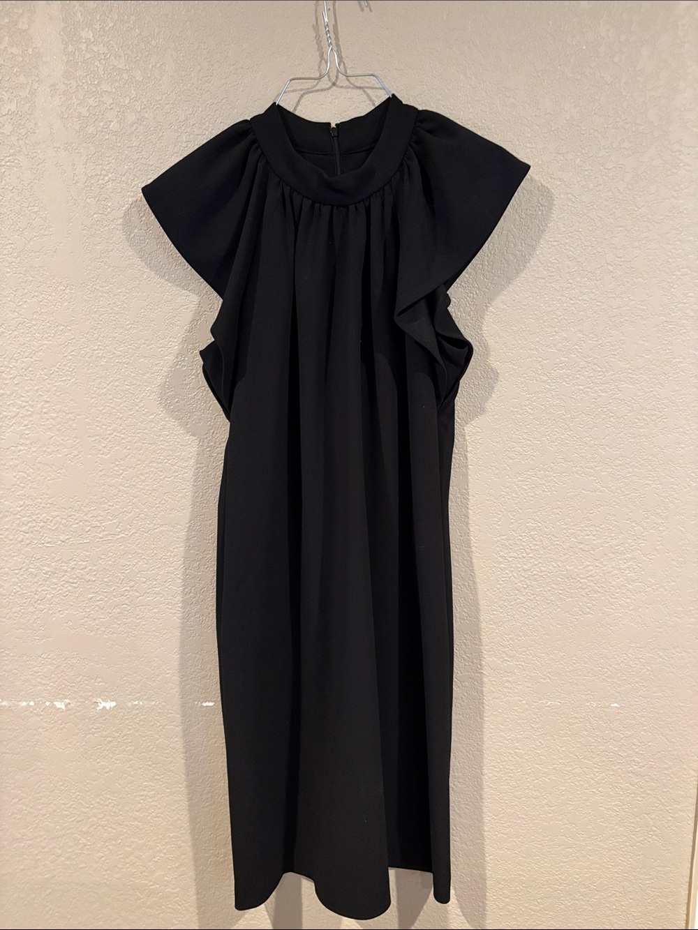 Calvin Klein Black Ruffle-Sleeve Midi Dress